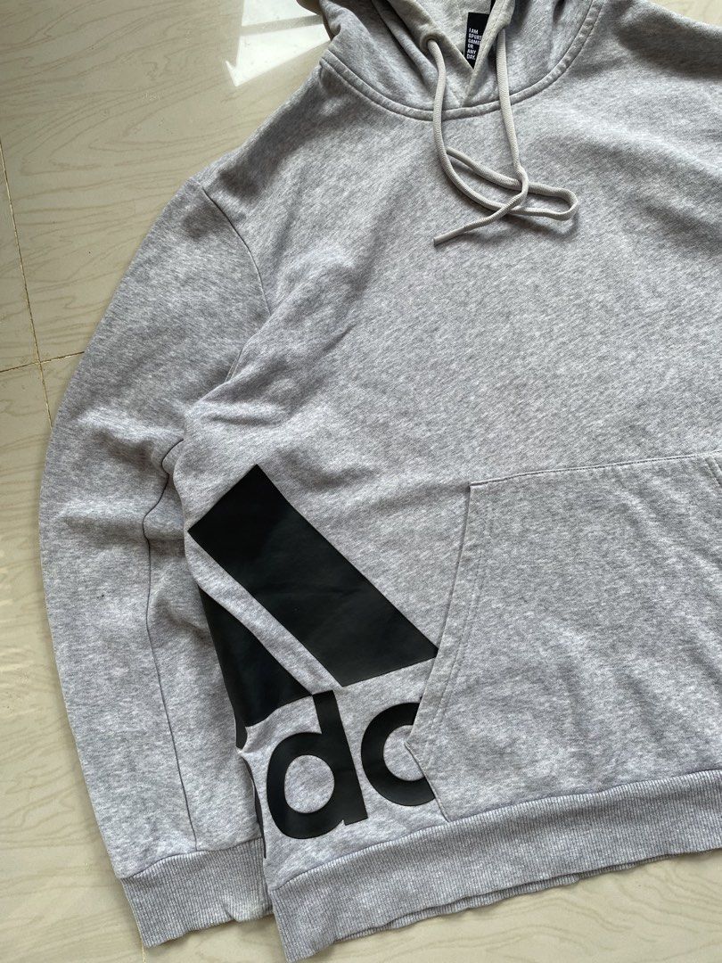 Adidas Grey Hoodie with Large Logo (Category: Hoodies) located in Zamboanga. Submitted by guthens (Listing ID 1463645533, Image 2). Description: Condition- excellent Issue- none Color rate- 9.7/10 W- 22 L- 26.