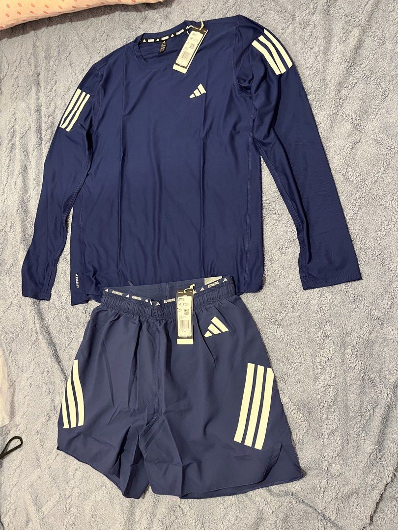 Adidas Running outfit (Category: Activewear) located in Manila. Submitted by trying2bbttr (Listing ID 1463685304, Image 2). Description: Brand new Longsleeves - 21x29 Large (1.5k) Shorts - 30-32 Medium (1.8k) Can give discount if get both.