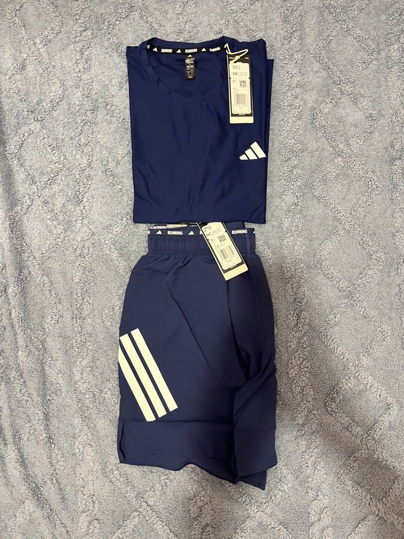Adidas Running outfit (Category: Activewear) located in Manila. Submitted by trying2bbttr (Listing ID 1463685304, Image 1). Description: Brand new Longsleeves - 21x29 Large (1.5k) Shorts - 30-32 Medium (1.8k) Can give discount if get both.