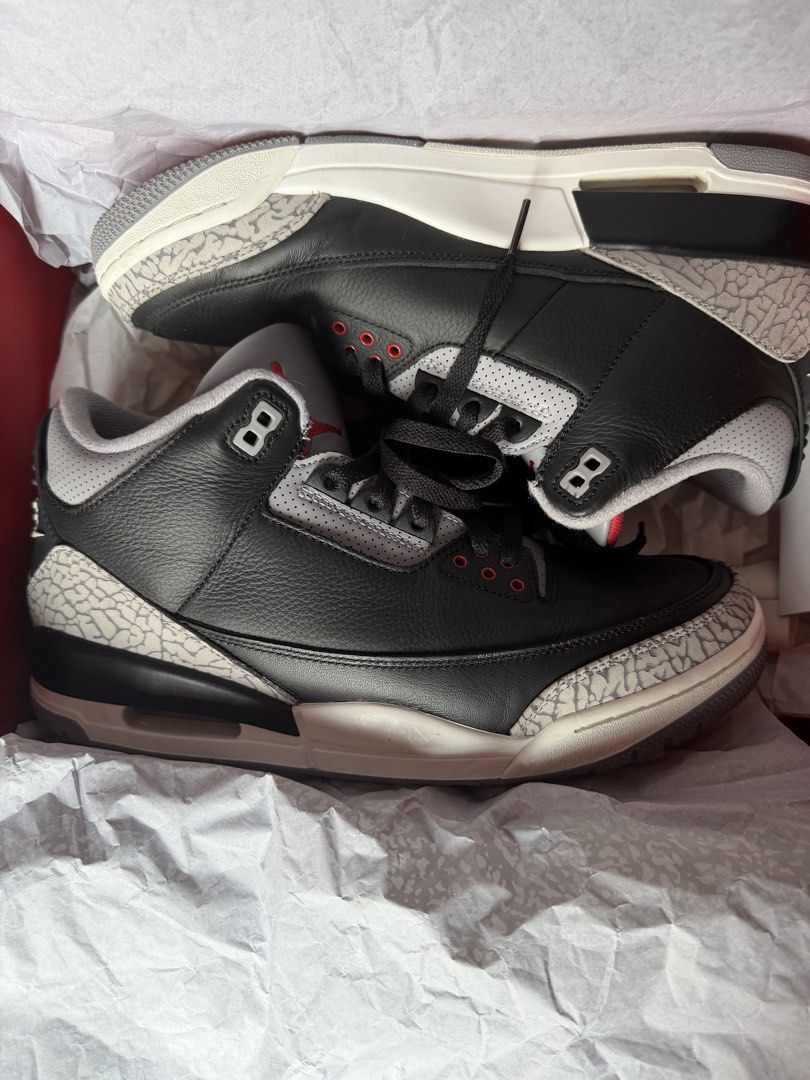 Air Jordan 3 Retro Black Cement (Category: Sneakers) located in Bulacan. Submitted by octomerch0111 (Listing ID 1463603660, Image 1). Description: Air Jordan 3 Black /Fire Red /Cement Gray Like New 9/10 Condition mall uses only Size 10.5 US .