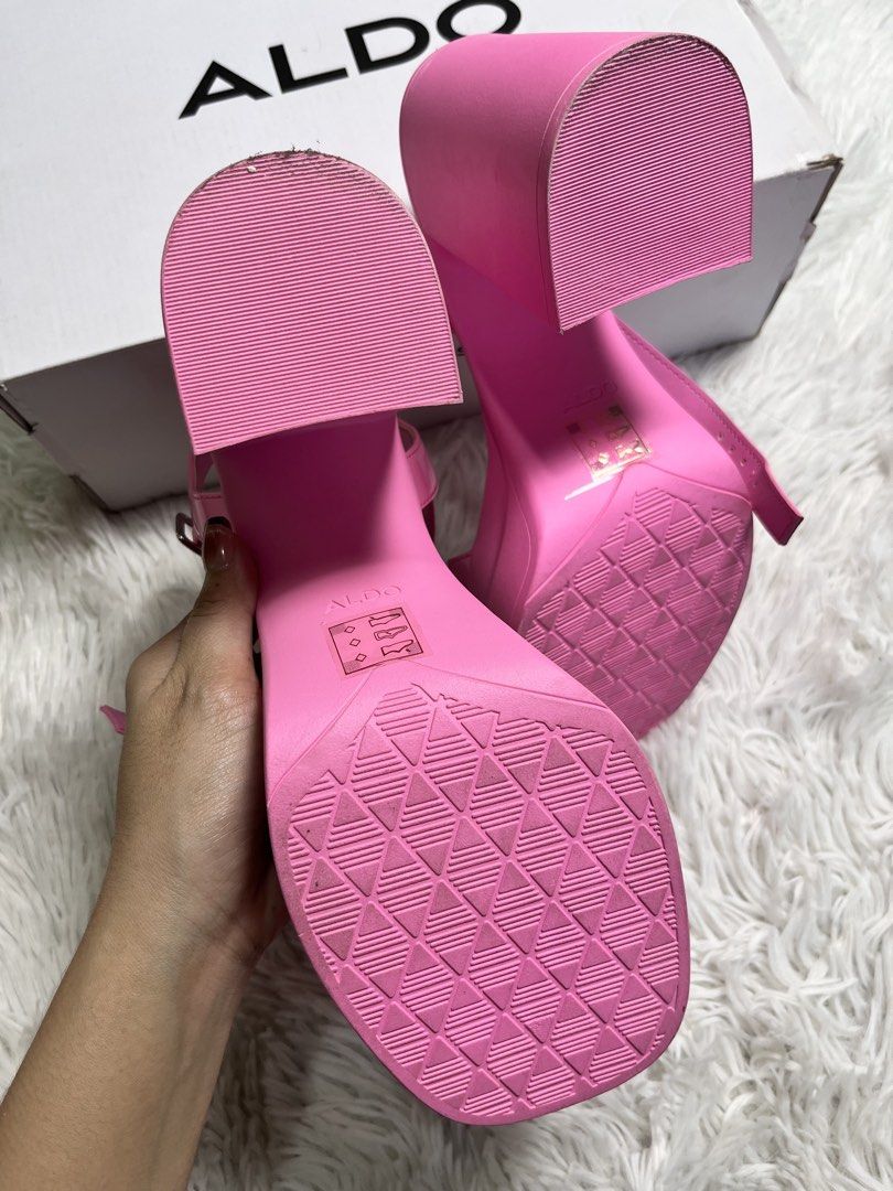 ALDO Pink Platform chunky Heels Sandals size 8.5 (Category: Heels) located in Taguig. Submitted by renigiclothingshop_04 (Listing ID 1463630635, Image 2). Description: - Brand: ALDO - Color: Pink - Style: Platform heels - Heel Type: Chunky block heel - Features: Platform sole, adjustable ankle strap - Occasion: Night out, statement piece - Includes: Original box.