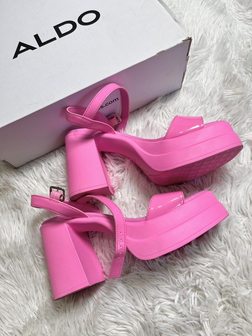 ALDO Pink Platform chunky Heels Sandals size 8.5 (Category: Heels) located in Taguig. Submitted by renigiclothingshop_04 (Listing ID 1463630635, Image 3). Description: - Brand: ALDO - Color: Pink - Style: Platform heels - Heel Type: Chunky block heel - Features: Platform sole, adjustable ankle strap - Occasion: Night out, statement piece - Includes: Original box.