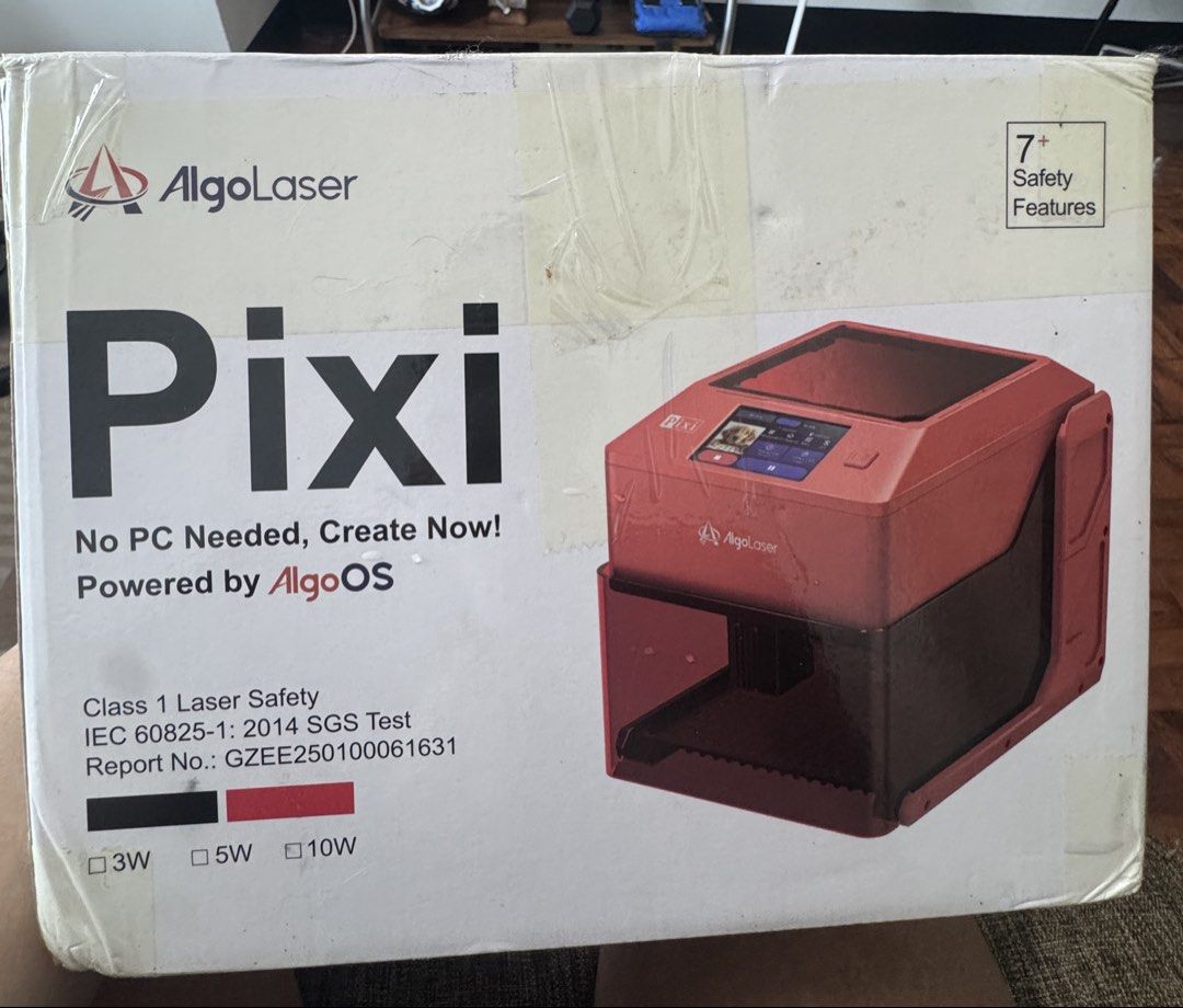 AlgoLaser Pixi Smart Laser Engraver/Cutter (Category: Printers, Scanners & Copiers) located in Quezon City. Submitted by edrickcu (Listing ID 1463600530, Image 1). Description: - AlgoLaser Pixi Smart Laser Engraver & Cutter - World's 1st Class 1 Certified - Standalone Operation: No PC Required! - Compact Engraving Area: 100mm x 100mm - Connectivity: WiFi or USB-C - Wide File Support: JPG, SVG, PNG, BMP, G-code, CAD, AI, CDR, DWG, and more - Real 