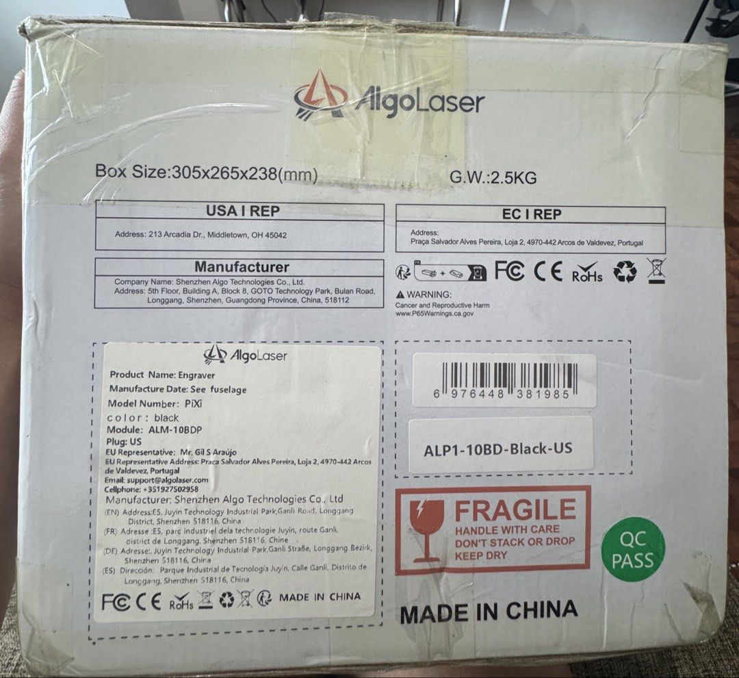 AlgoLaser Pixi Smart Laser Engraver/Cutter (Category: Printers, Scanners & Copiers) located in Quezon City. Submitted by edrickcu (Listing ID 1463600530, Image 2). Description: - AlgoLaser Pixi Smart Laser Engraver & Cutter - World's 1st Class 1 Certified - Standalone Operation: No PC Required! - Compact Engraving Area: 100mm x 100mm - Connectivity: WiFi or USB-C - Wide File Support: JPG, SVG, PNG, BMP, G-code, CAD, AI, CDR, DWG, and more - Real 