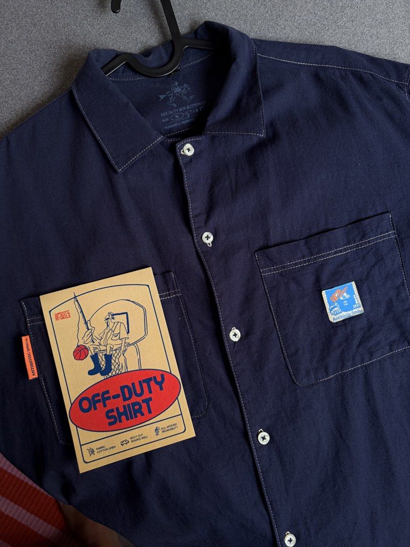 Antibiotic Smile Off Duty Shirt (Category: Tshirts & Polo Shirts ) located in Manila. Submitted by fragranceboi (Listing ID 1463618092, Image 1). Description: Size XL complete with packaging and Stickers, Paper bag.