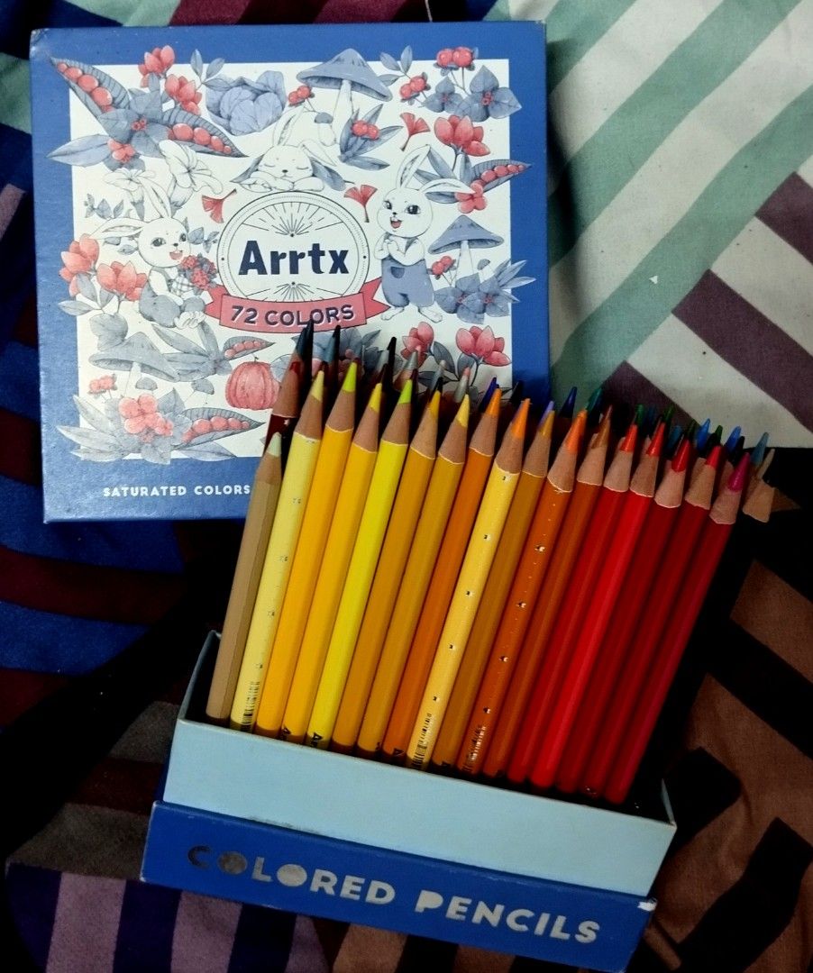 Arrtx 72 Colors Saturated Colored Pencils (Category: Stationery & School Supplies) located in Mexico. Submitted by geraldtam726 (Listing ID 1463648161, Image 1). Description: - Arrtx 72 Colored Pencil Set - Highly saturated, vibrant colors - Adorable bunny illustrations on the box - Pencils organized by color in trays for easy access - Ideal for drawing, coloring, and art projects - Perfect gift for artists and hobbyists.