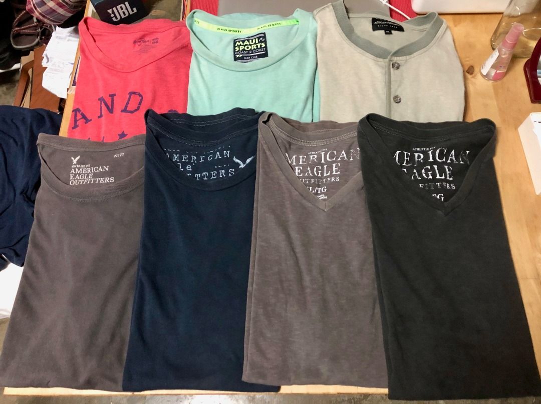 Assorted Branded T-Shirts for Men (Category: Tshirts & Polo Shirts ) located in Calamba. Submitted by marjoh29436 (Listing ID 1463690689, Image 1). Description: It’s branded cotton T-shirts, bundle of 7, assorted colors, necklines mix of V-neck and Crew neck, perfect for casual everyday wear, great value for a variety of styles and all in one price! USED, clean and show signs of wear but retain in good condition. (SEE PHOTOS) SIZE: All in XL (Ame