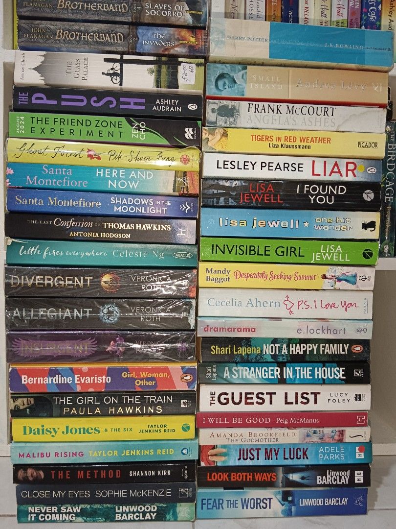 Assorted Novels - Various Authors and Genres (Category: Storybooks) located in Manila. Submitted by rosareads (Listing ID 1463675924, Image 1). Description: - Collection of novels from popular authors: Lisa Jewell, Taylor Jenkins Reid, Veronica Roth. - Genres include: Thrillers, Contemporary Fiction, Young Adult (YA). - Some books are part of a series. - Perfect for readers looking to expand their library at a bargain price..