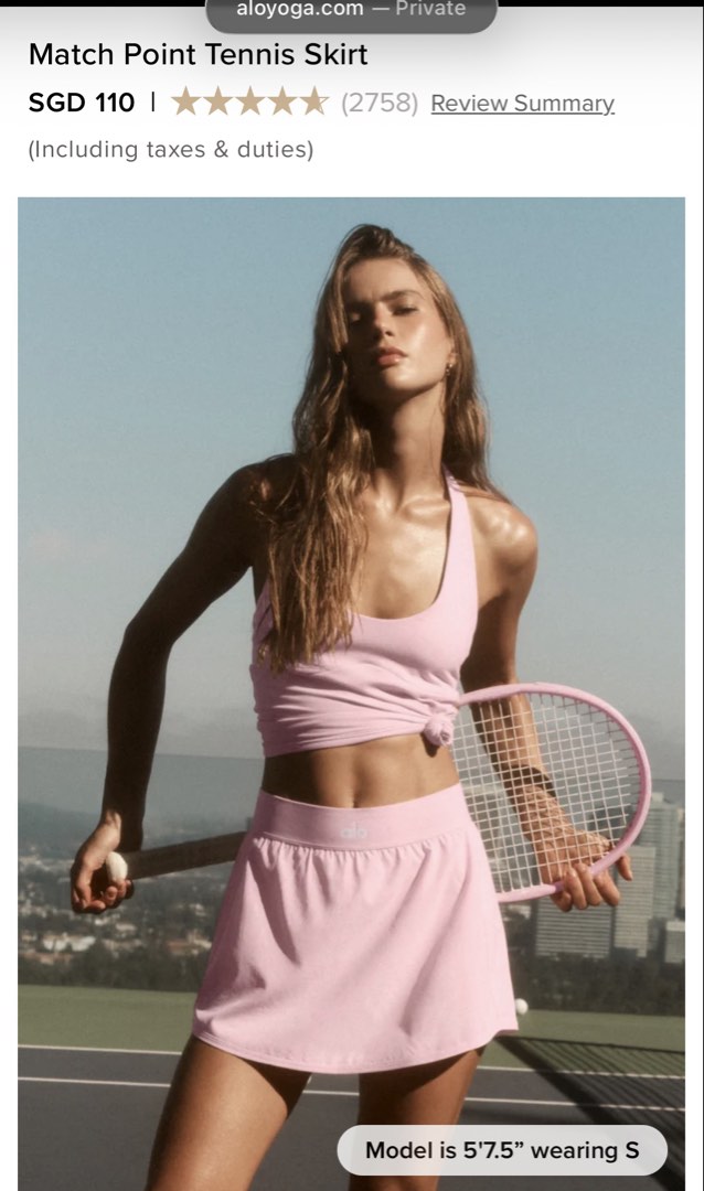 Authentic Alo Yoga Match Point Tennis Skirt Pink, Women's Fashion