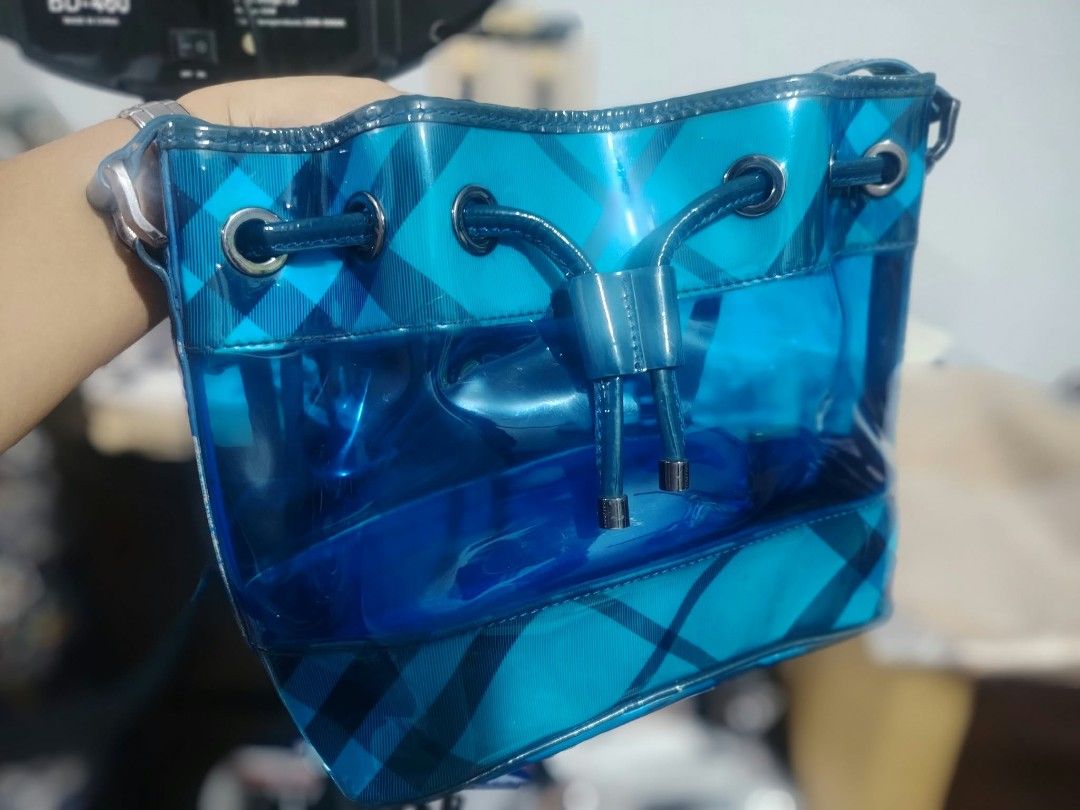 Authentic Burberry Bag bucket bag (Category: Cross-body Bags) located in Malolos. Submitted by shoptokyothrift (Listing ID 1463580062, Image 2). Description: > 💙 AUTHENTIC BURBERRY BLUE LABEL 💙 Rare Vintage Blue PVC Check Bucket Bag | As is| Collectible Piece ✨.