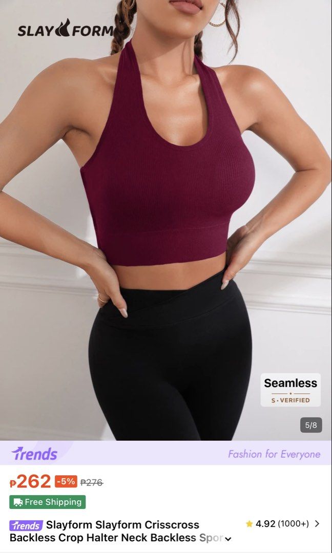 Backless crop halter neck top (Category: Activewear) located in Muntinlupa City. Submitted by kira.sln (Listing ID 1463663657, Image 1). Description: .