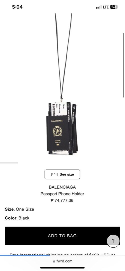 Balenciaga Passport Phone Holder (Category: Luxury Bags & Wallets) located in Manila. Submitted by itachi1997 (Listing ID 1463682371, Image 1). Description: inclusion- Balenciaga Box Dust Bag Paper Bag.