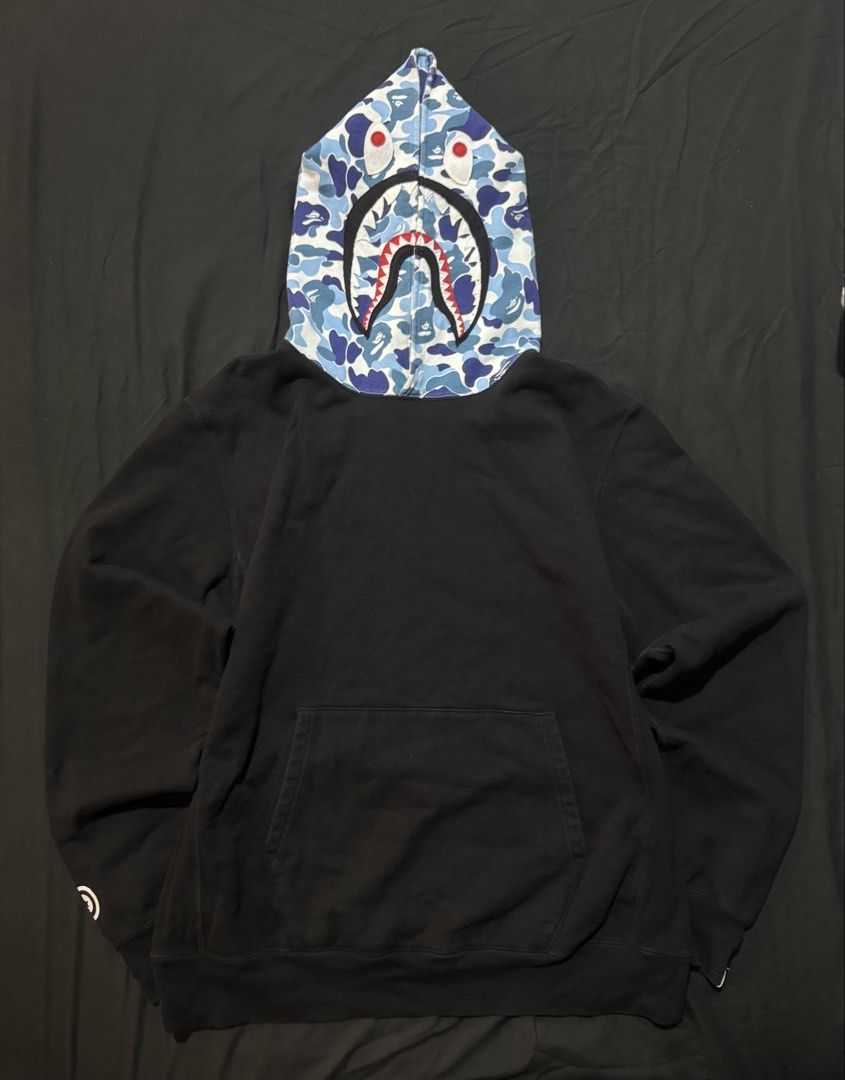AUTHENTIC A Bathing Ape BAPE Shark Pullover Hoodie ABC Blue Camo (Category: Hoodies) located in Caloocan City. Submitted by ehxxxx (Listing ID 1463665414, Image 2). Description: Bought in BAPE Harajuku, personal used 25x30 One of the only authentic bape hoodies listed Great condition Perfect chenille on WGM Can send detailed pics Negotiable Mandaluyong Pm me.