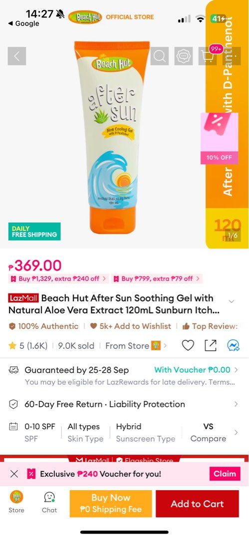Beach Hut After Sun Aloe Cooling Gel (Category: Face Care) located in Las Pinas. Submitted by antoniajosepha (Listing ID 1463615156, Image 2). Description: Beach Hut After Sun Aloe Cooling Gel 120ml Selling for Php 290 Market price Php 369 Condition: Never Used Rfs: Decluttering. Freebie from fun run Payment first policy (Gcash, BPI deposit) Shipping fee to be shouldered by buyer Location: Bacoor, Cavite .
