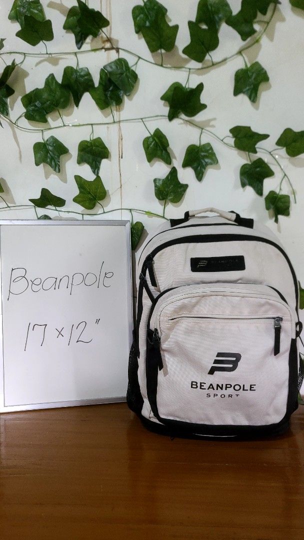 Beanpole Sport Backpack (Category: Backpacks) located in Baguio. Submitted by phoeberose33384 (Listing ID 1463739296, Image 1). Description: - Cream and black Beanpole Sport backpack - Multiple interior compartments for organization - Front zip pocket - Side mesh pockets - Adjustable straps for comfort - Ideal for school or everyday use.
