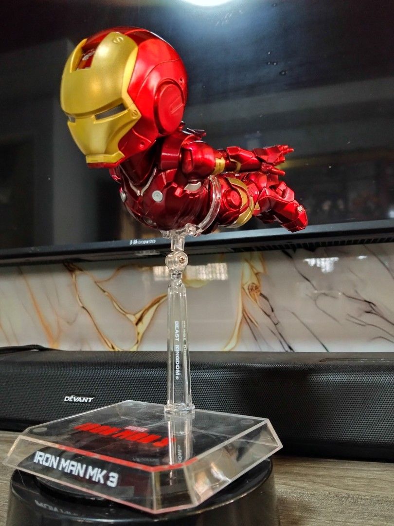 Beast Kingdom Floating Iron Man MK 3 (Category: Figurines & Statues) located in Tanza. Submitted by takodachi23 (Listing ID 1463597277, Image 3). Description: Authentic Beast Kingdom Floating Iron Man MK 3 (Marvel Studios The First Ten Years) Untested base, pero declared working ng kinuhanan ko. Broken 1 finger and few scratches sa loob ng mask. Barely noticeable ang issues..