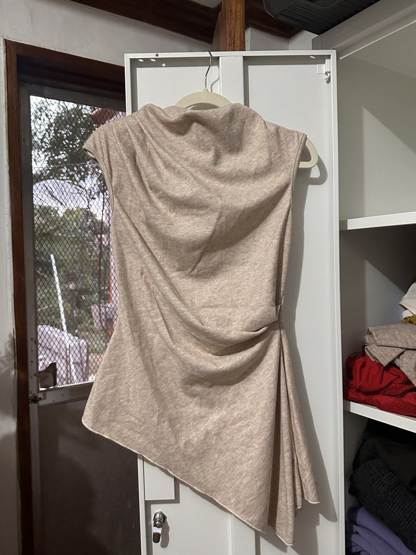 Beige Asymmetrical Drape Neck Sleeveless Top (Category: Sleeveless) located in Caloocan City. Submitted by tiannnaaa (Listing ID 1463684676, Image 1). Description: - fixed price posted, won’t reply to hagglers .
