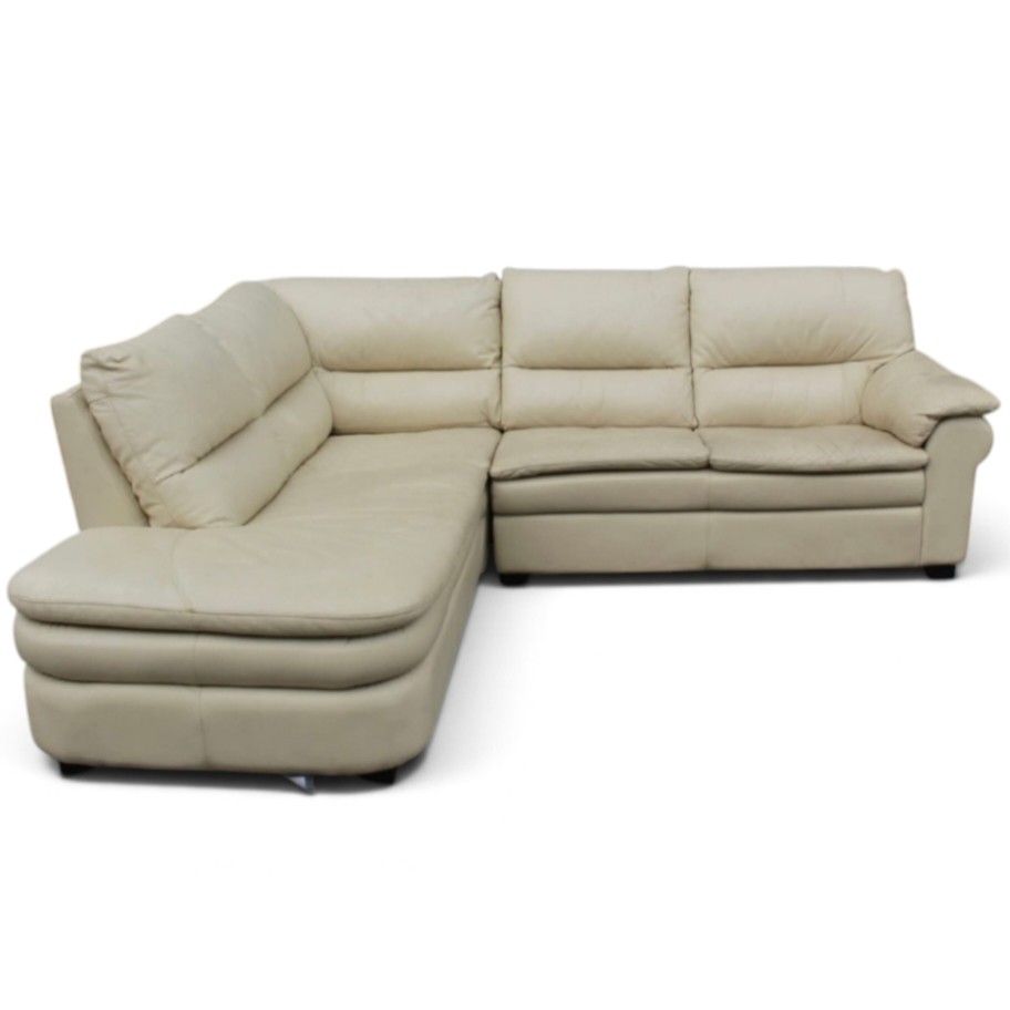 BEIGE L-SHAPED 6-8 SEATER LEATHER SECTIONAL SOFA (Category: Sofas) located in Bulacan. Submitted by by_adette (Listing ID 1463656803, Image 1). Description: BEIGE L-SHAPED 6-8 SEATER LEATHER SECTIONAL SOFA Measurements: L85"/94"xW34"xSH16"xH33".