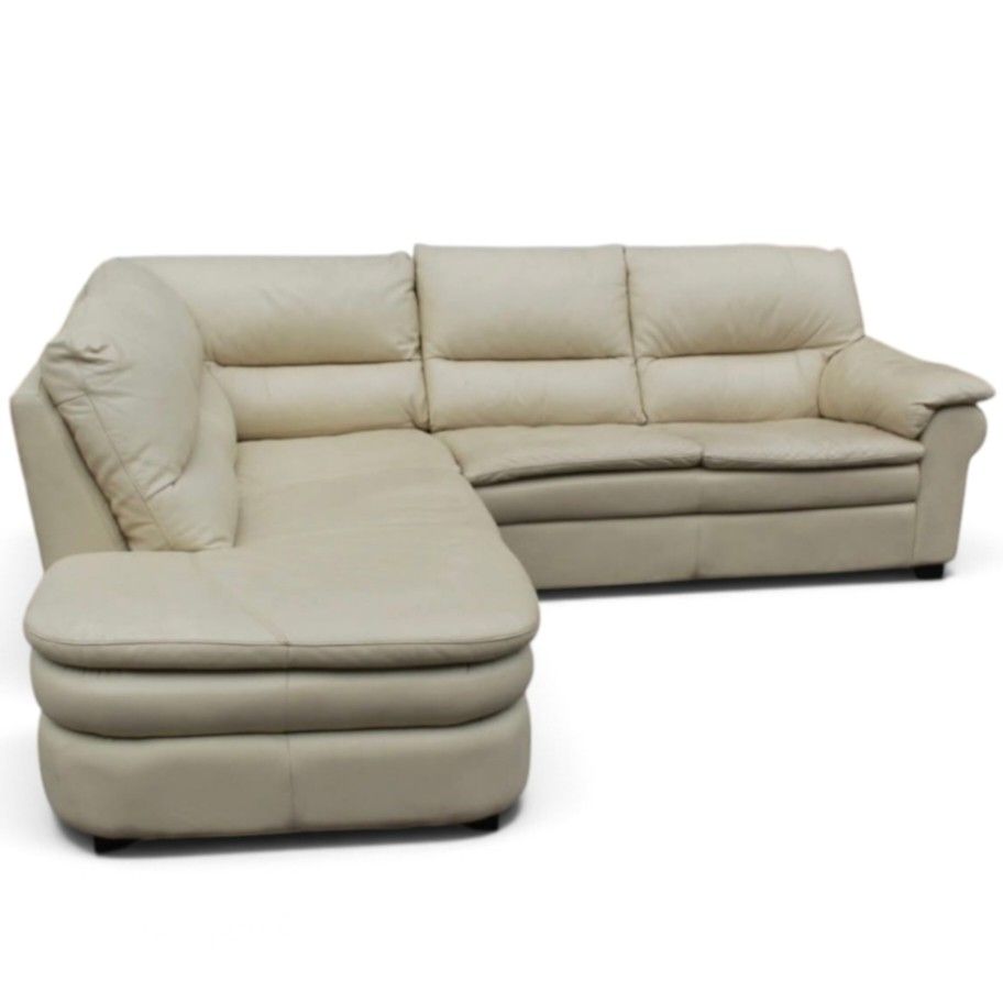 BEIGE L-SHAPED 6-8 SEATER LEATHER SECTIONAL SOFA (Category: Sofas) located in Bulacan. Submitted by by_adette (Listing ID 1463656803, Image 2). Description: BEIGE L-SHAPED 6-8 SEATER LEATHER SECTIONAL SOFA Measurements: L85"/94"xW34"xSH16"xH33".