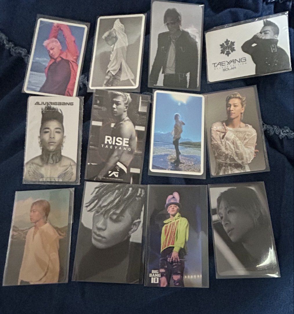 BIGBANG Taeyang Photocards (Category: K-Wave Merchandise) located in Taguig. Submitted by michiko26 (Listing ID 1463709039, Image 1). Description: - BIGBANG Taeyang Photocard Collection - 400 each - Ideal for any BIGBANG fan or collector - All photocards are kept in protective sleeves.