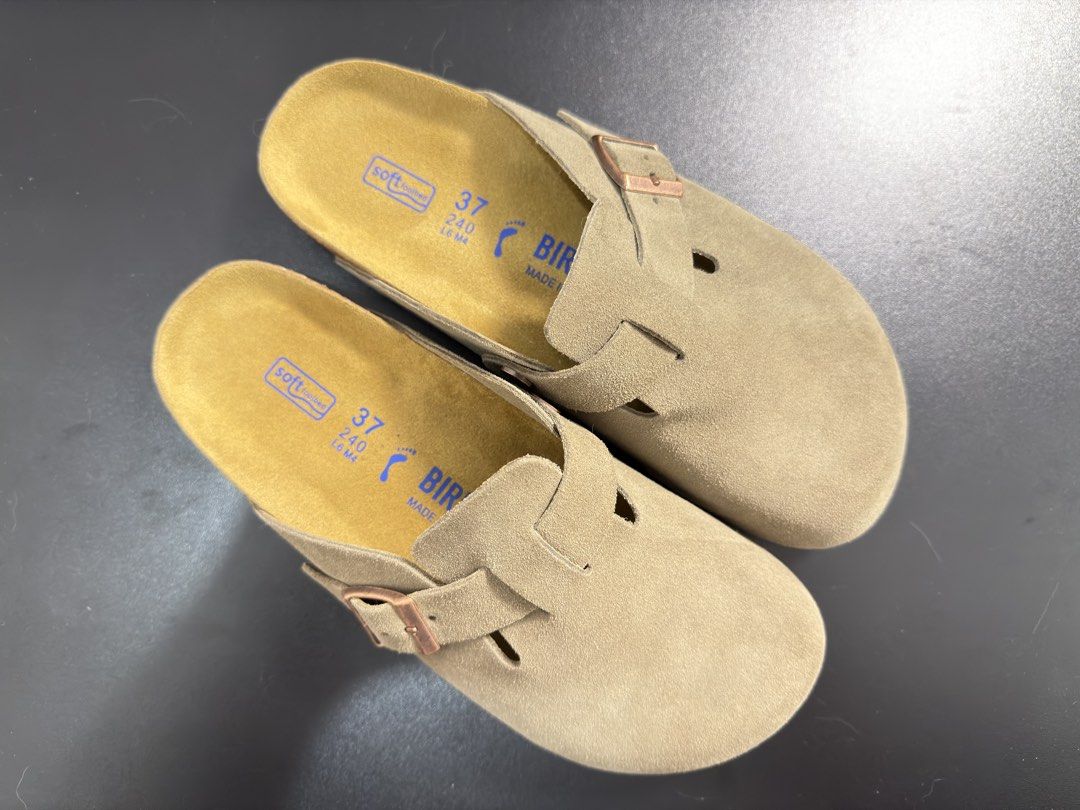 BIRKENSTOCK SUEDE CLOGS/MULES (Category: Slippers & Slides) located in Makati City. Submitted by vjhaya (Listing ID 1463668266, Image 1). Description: PTPA Birkenstock Clogs High quality copy 1:1 Super soft soles and suede material Size 37eu/24cm Bought for 2700, selling 2k negotiable Fitted only, no box/tags.