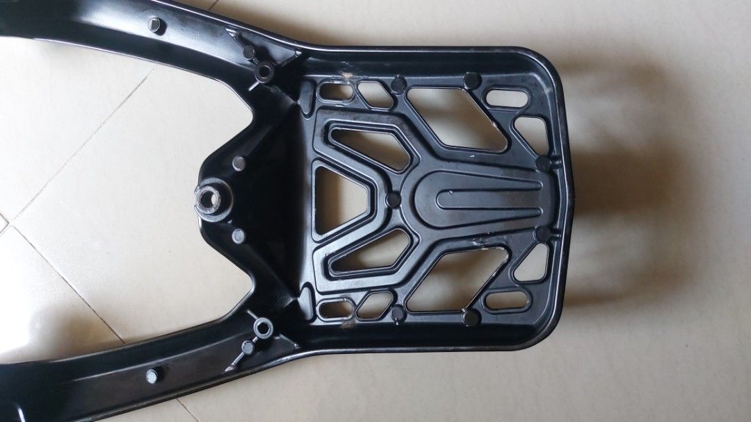 Black Motorcycle Rear Luggage Rack Carrier (Category: Bicycles) located in Quezon City. Submitted by christopher.torio18 (Listing ID 1463701852, Image 3). Description: Honda click Raven bracket secondhand Sale for only 450.