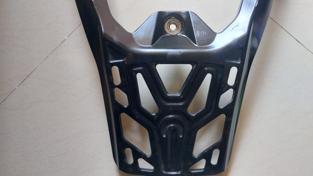 Black Motorcycle Rear Luggage Rack Carrier (Category: Bicycles) located in Quezon City. Submitted by christopher.torio18 (Listing ID 1463701852, Image 2). Description: Honda click Raven bracket secondhand Sale for only 450.