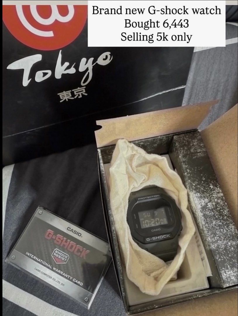 BNEW Casio G-Shock Watch (Category: Men's Watches) located in Batangas. Submitted by gaprelovedthings (Listing ID 1463739432, Image 1). Description: - G-Shock Digital Watch - Original Price: P6,443 - Selling Price: P5,000 - Includes Original Box - Ideal for everyday wear.