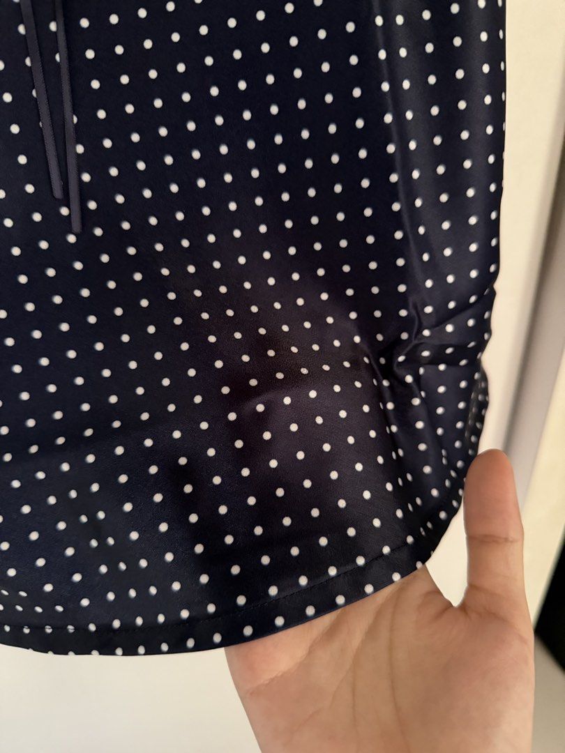 BNWT CIDER POLKA SATIN TOP (Category: Sleeveless) located in Binan City. Submitted by nihaoscloset (Listing ID 1463566558, Image 2). Description: ♡Cider top size XS ♡Never got to use it ♡Can send proof na its really from cider, bought this on the cider app ♡RFS: need more space in my closet and no longer needed! 🔒FIRST TO PAY, FIRST TO GET 📩DM me for more infos!.