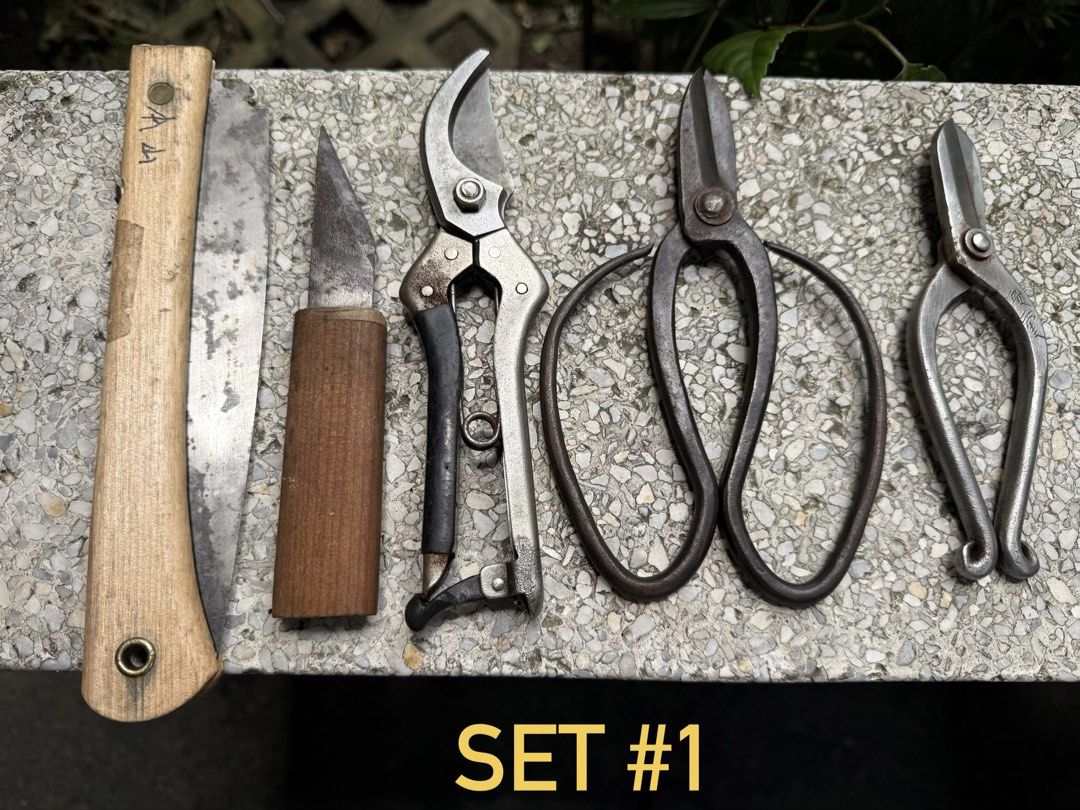 Bonsai tools set (Category: Gardening Tools & Ornaments) located in Calamba. Submitted by transitory (Listing ID 1463650148, Image 1). Description: For Sale Bonsai and Garden tools set declutterring sale ₱480 only per set Each set labeled accordingly No Mix and Match (broken set) Japan made as is condition plus J&T shipping fee Calamba,Laguna location Pm or contact 09165870869 Salamat.