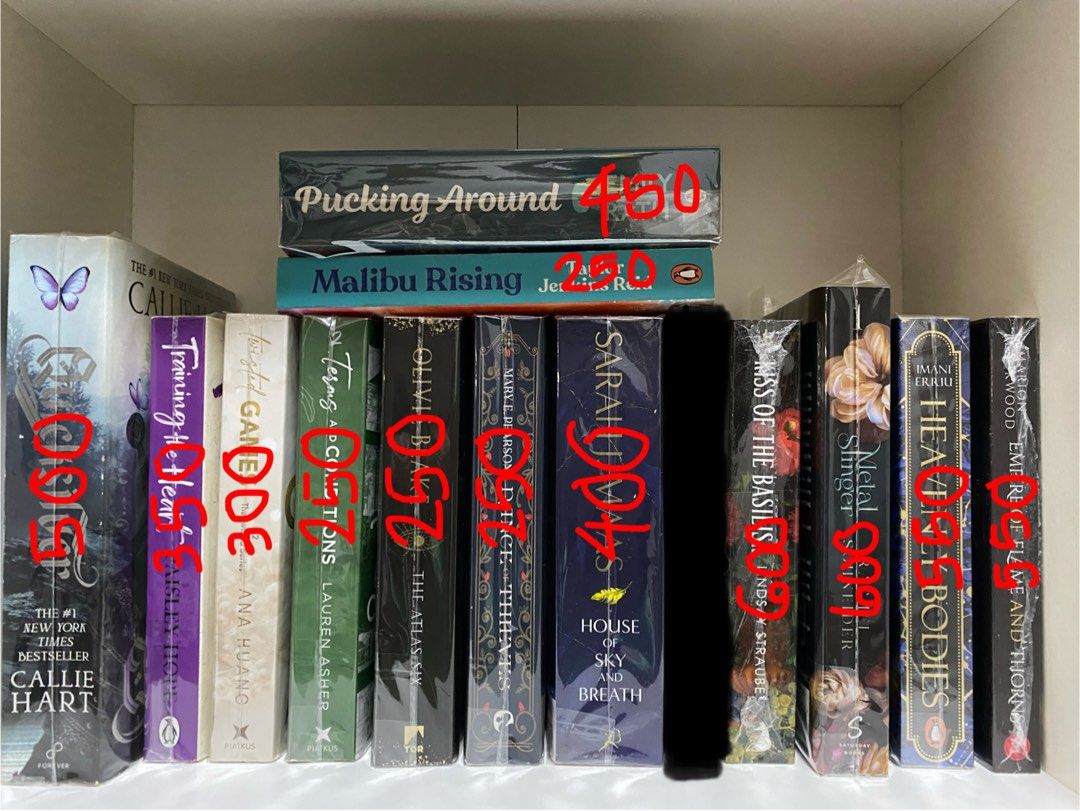 BOOKTOK FOR SALE (Category: Storybooks) located in Bulacan. Submitted by beeucarat05 (Listing ID 1461119906, Image 1). Description: - see pic for prices - onhand - Will give free “Se* and Vanity by Kevin Kwan” if getting 3 or more books :)) Rfs: need space for my other books Loc: Bulacan MOD: jnt .