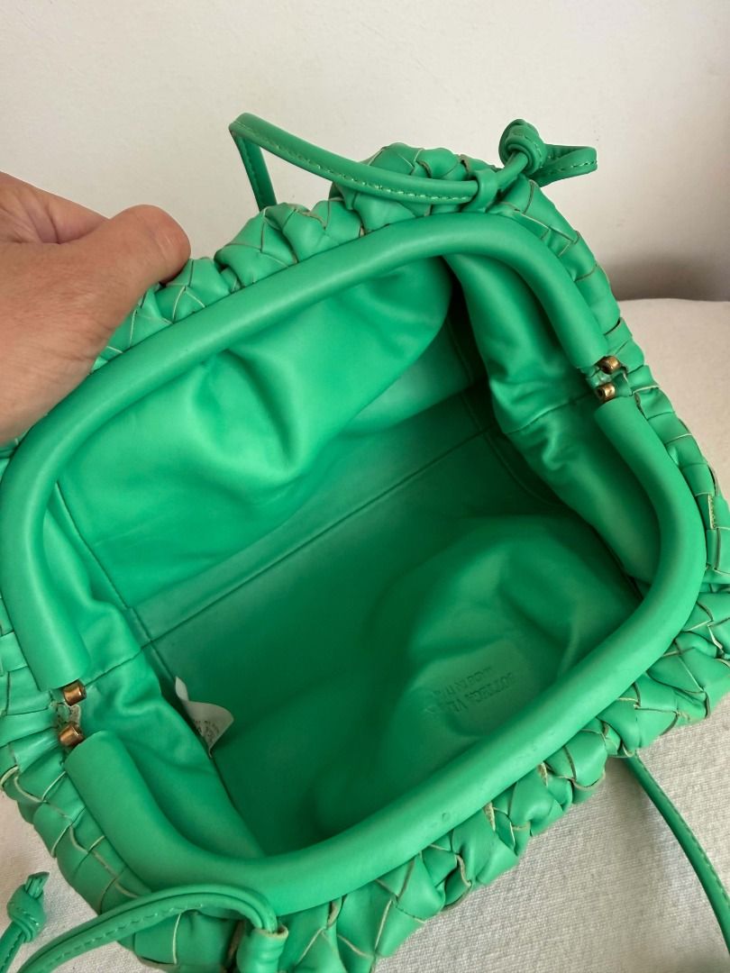Bottega Veneta Pouch Bag Green (Category: Luxury Bags & Wallets) located in Davao. Submitted by shophacks7 (Listing ID 1463569193, Image 3). Description: Bottega Veneta pouch bag - Stunning woven green leather exterior - Secure drawstring closure - Made in Italy - Interior Bottega Veneta branding - Ideal for carrying daily essentials.