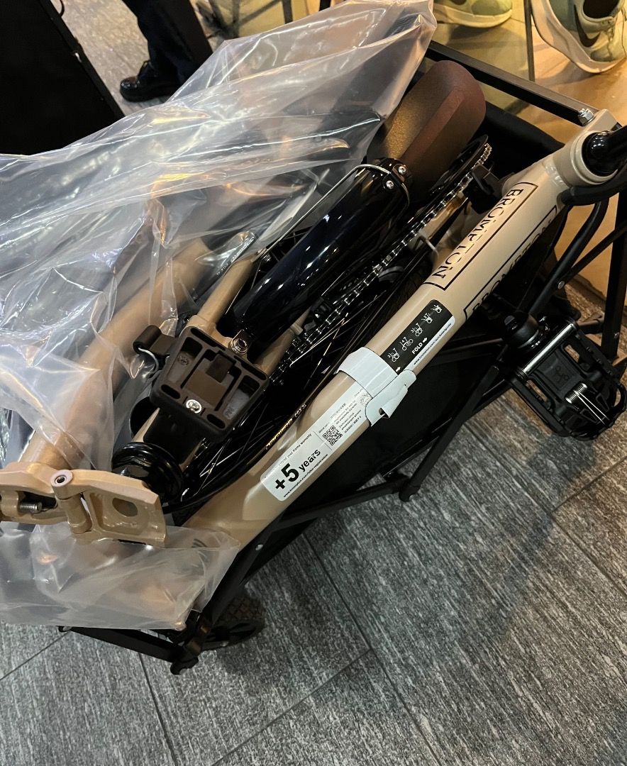 Brompton C Line M4L in Dune sand (Category: Everything Else Others) located in Caloocan City. Submitted by warmlion.93c894 (Listing ID 1463579265, Image 3). Description: Brompton C Line M4L in Dune sand, include 5 years warranty has a QR code. Brand new, Folded. Originated in London, England..