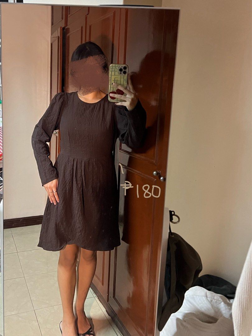 Brown Puff Sleeve A-Line Dress (Category: Dresses) located in Bacoor. Submitted by jazzgtrrz (Listing ID 1463645908, Image 1). Description: - Elegant brown dress with a unique textured fabric. - Features stylish puff long sleeves. - Flattering A-line skirt gathered at the waist. - Comfortable round neckline. - Versatile for both casual outings and special events..