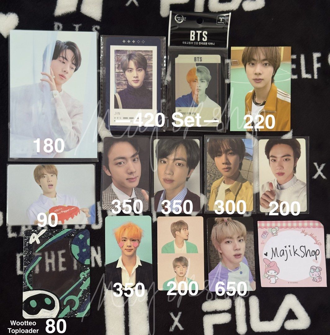 BTS Jin Official Photocards (Category: K-Wave Merchandise) located in Cavite. Submitted by majikshop (Listing ID 1463558138, Image 1). Description: BTS Jin Official Photocards See price on the photo✨ Onhand & ready to ship 🏷️ seokjin proof standard postcard yet to come ytc in busan 5th muster magic shop fan meet t-money card butter peaches cardigan pc mots7 map of the soul 7 v3 v4 deco kit ly love yourself answer ans f perosona v1 apple jin sowo