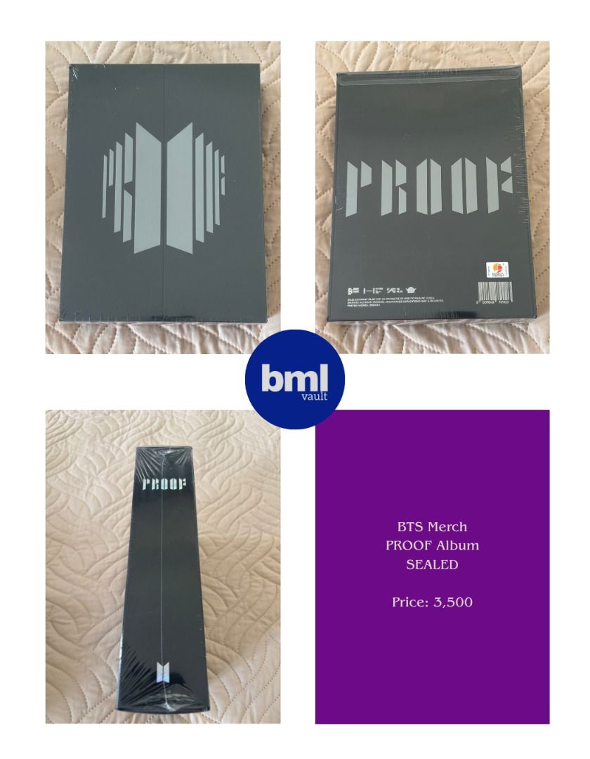 BTS Merch PROOF Album | Sealed | Philippines (Category: K-Wave Merchandise) located in Cebu City. Submitted by bml_vault (Listing ID 1463579674, Image 1). Description: - Brand New & Sealed Official BTS PROOF Album - Authentic BTS Merchandise - Ideal for any ARMY / BTS Fan.