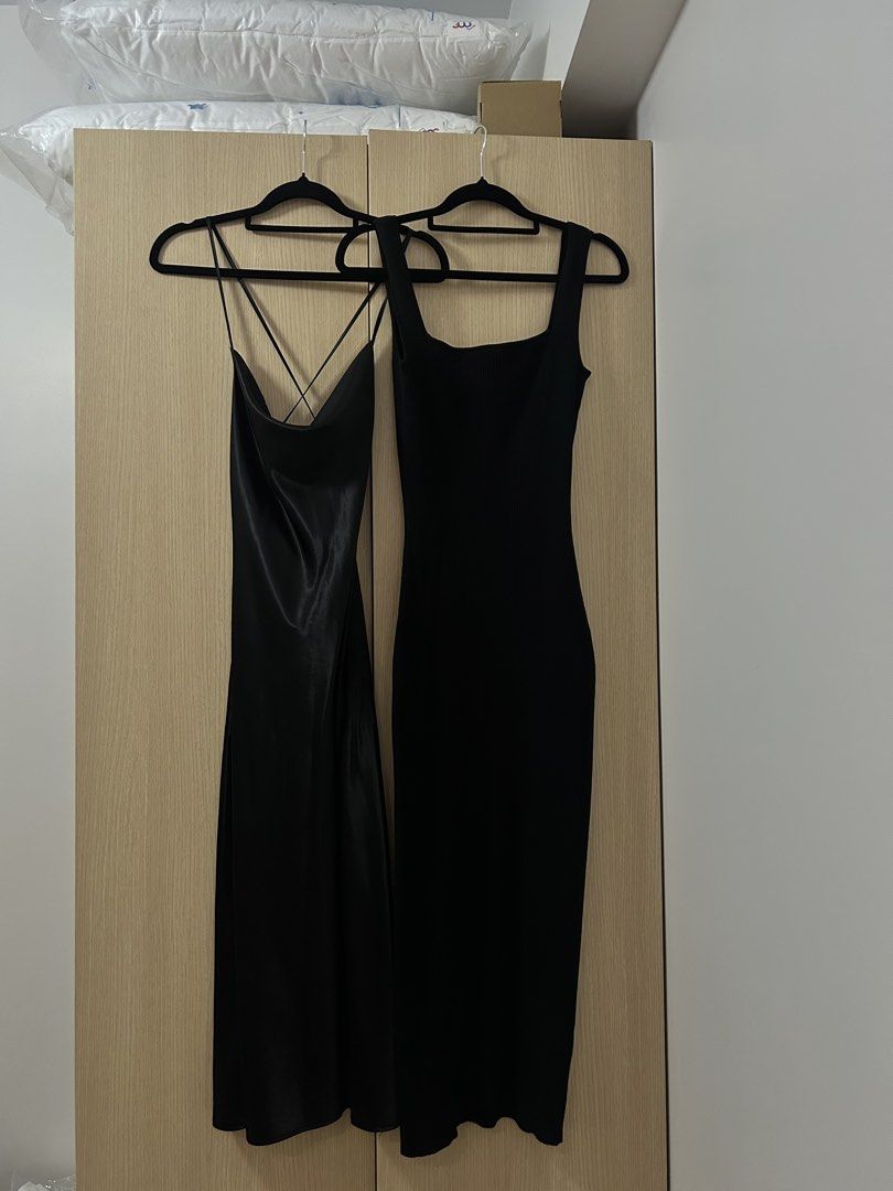 Bundle- Black long dress (Category: Dresses) located in Quezon City. Submitted by maekuuh (Listing ID 1463670887, Image 1). Description: Length: 48” RFS: declutter Dress 1: silk (formal) Dress 2: cotton (casual) Fits- xs to s.