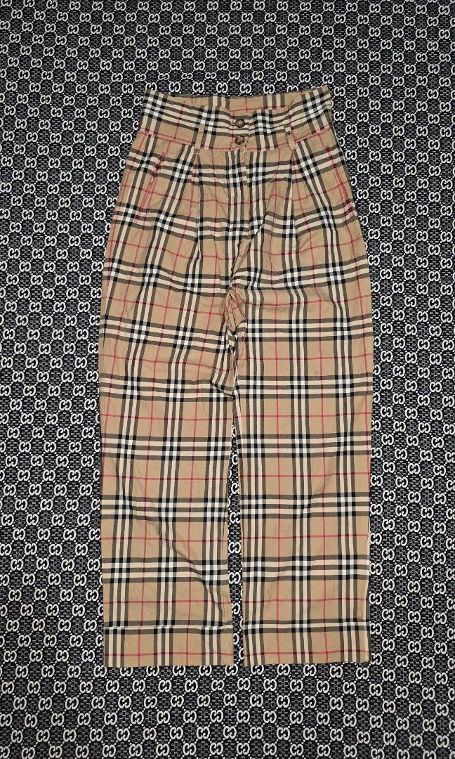 Burberry Plaid pants (Category: Jeans) located in Hinigaran. Submitted by thrift_street_6106 (Listing ID 1463694528, Image 1). Description: Bvrb3rry highwaist plaid pants. Size'27'28. Length 39'5. Leg Opening '8'5 Good as new. Non issue. Dm/pm..