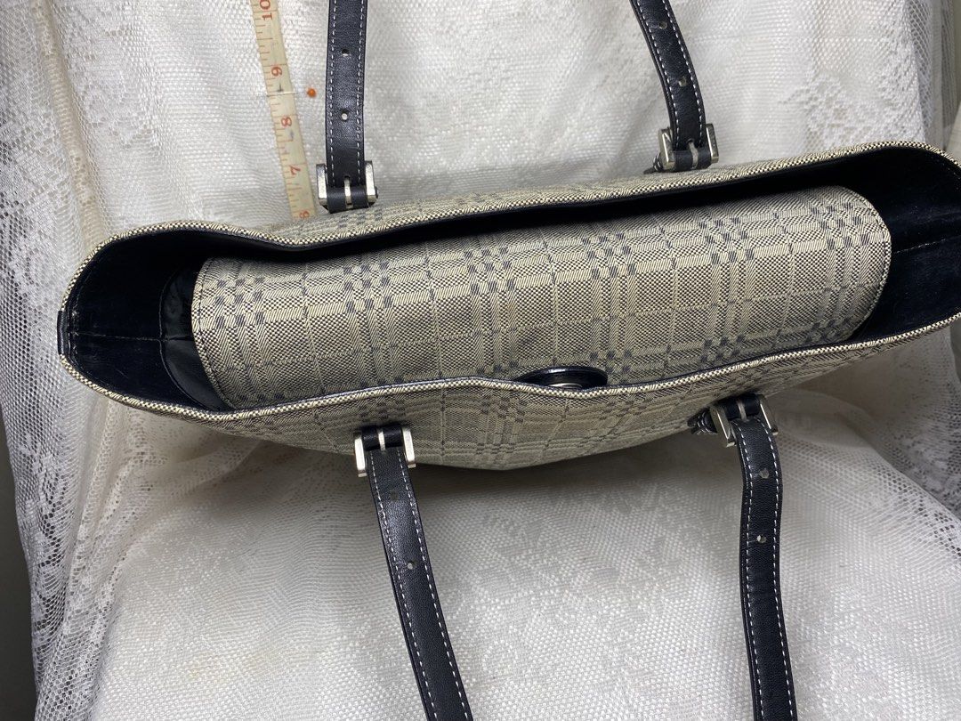 Burberry Tonal check bucket bag (Category: Luxury Bags & Wallets) located in Angeles City. Submitted by noagrace (Listing ID 1463606885, Image 3). Description: Burberry tonal check canvas tote bucket bag. Excellent condition No flaws, very minimal signs of use, needs cleaning P8,800.