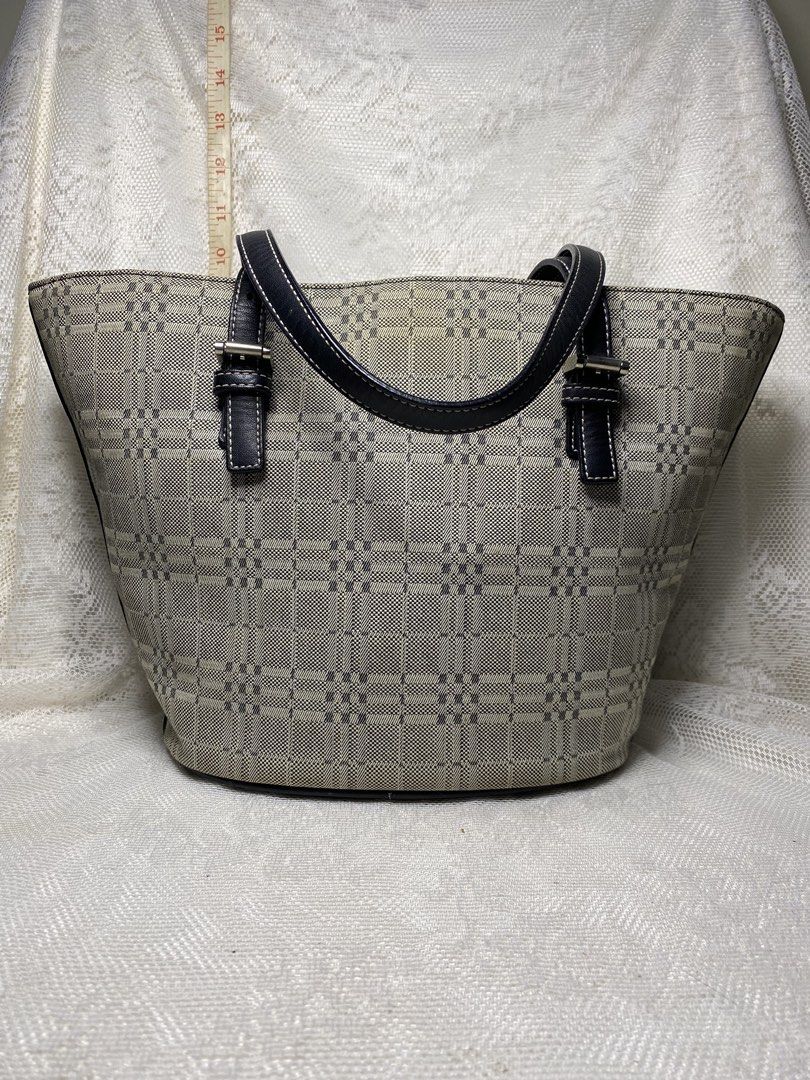 Burberry Tonal check bucket bag (Category: Luxury Bags & Wallets) located in Angeles City. Submitted by noagrace (Listing ID 1463606885, Image 2). Description: Burberry tonal check canvas tote bucket bag. Excellent condition No flaws, very minimal signs of use, needs cleaning P8,800.