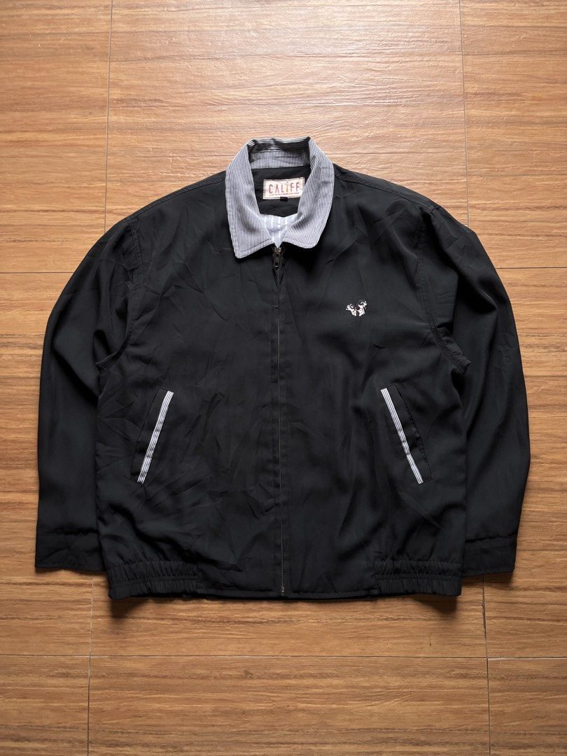 CALIFF Lightweight Harrington Jacket (Category: Coats, Jackets and Outerwear) located in Davao. Submitted by spilled.bins (Listing ID 1463681825, Image 1). Description: CALIFF Lightweight Harrington Jacket With Shoulder Pads Width: 23.5in Length: 27in Boxy XL Measurement Excellent Condition Mine: ₱600 . +shipping fee on top . Model Reference: Height: 5’5 feet Weight: 68kg.