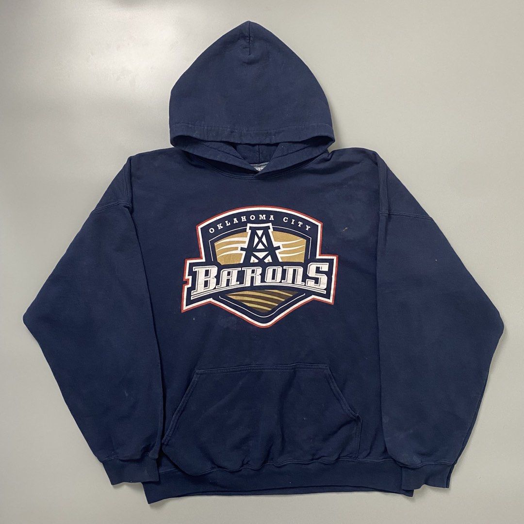 CAMP DAVID 🏀 | Deep Blue Pullover Hoodie (Category: Hoodies) located in Bulacan. Submitted by orc.ph (Listing ID 1463661515, Image 1). Description: CAMP DAVID 🏀 | Deep Blue Pullover Hoodie Material Used: 50% Cotton 50% Polyester - Deep Blue -Kangaroo Pouch -Graphic “Oklahoma City BARONS” Print -Loose Fit -Oversized -Ribbed Cuffs And Hem -Streetwear -Active Wear ‎-Size: 3XL -Width: 27” ‎-Length: 26” Used Condition. Minor Visible Flaws. Issue: Un