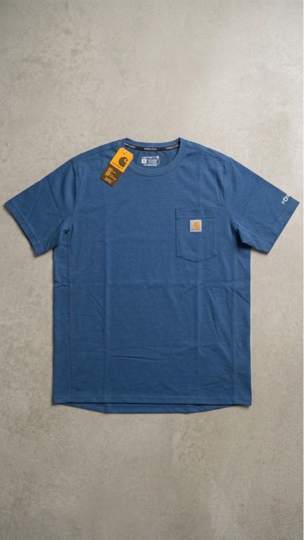 CARHARTT FORCE® POCKET TEE (Category: Activewear) located in Bacolod City. Submitted by rift_hub (Listing ID 1463630241, Image 2). Description: 🔥 CARHARTT FORCE® POCKET TEE (BNWT) Brand New With Tags! Pure quality, classic slate blue workwear aesthetic. Condition: 10/10 Brand New With Tags Size: M/L (Relaxed Fit) Width: 21” | Length: 29.5” Price: ₱1,150 📲 DM to Mine / Claim! First to pay gets it. Fast shipping! 🚀.