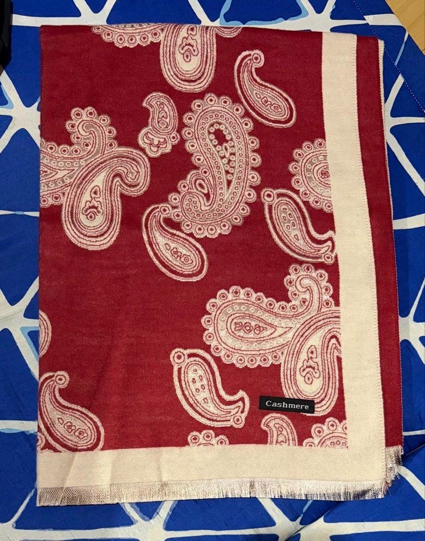 Cashmere Red Printed Scarf (Category: Scarves) located in Quezon City. Submitted by beckyshop2024 (Listing ID 1463654721, Image 1). Description: - Brand new - Original from UAE - Dimension: 25.75" x 75".