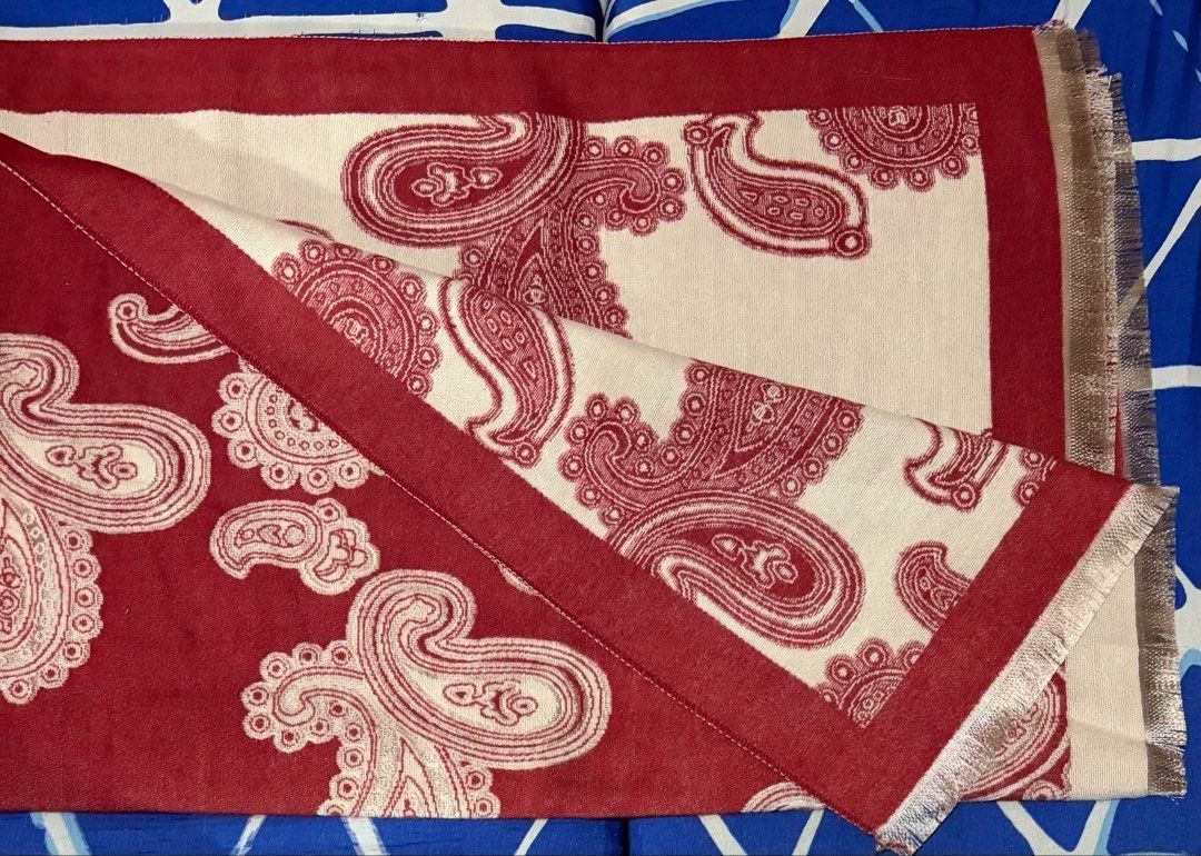 Cashmere Red Printed Scarf (Category: Scarves) located in Quezon City. Submitted by beckyshop2024 (Listing ID 1463654721, Image 2). Description: - Brand new - Original from UAE - Dimension: 25.75" x 75".