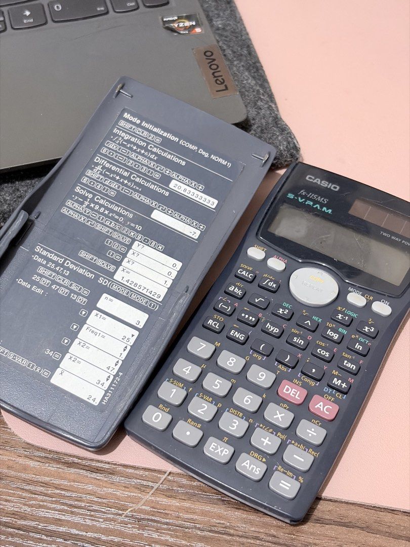 Casio fx-115MS S-V.P.A.M. Scientific Calculator (Category: Office & Business Technology) located in Manila. Submitted by vexie.nyahmmy (Listing ID 1463591518, Image 2). Description: - Casio fx-115MS S-V.P.A.M. Scientific Calculator - Two-way power source - Comes with protective slide-on cover featuring function guides - Ideal for math and science subjects - Tested and confirmed working - Minor cosmetic wear on casing, but screen is clear - All bu