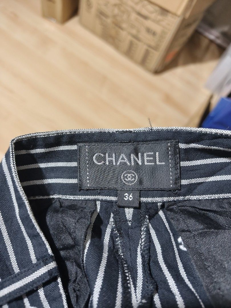 CHANEL AOP WIDE LEG PANTS (Category: Luxury Apparel) located in Tacloban City. Submitted by tactripp (Listing ID 1463610498, Image 3). Description: Coded ( Searchable Code) Size 36 on tag W - 26 to 28 inches L - 40 inches Leg opening - 11 inches Excellent.