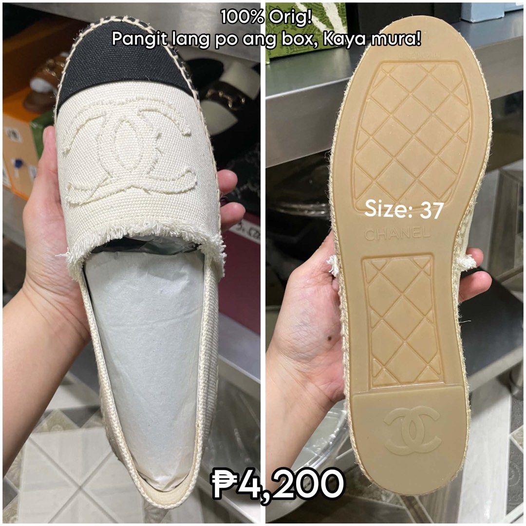 Chanel Espadrilles Size 37 - 100% Original (Category: Flats & Sandals) located in Manila. Submitted by shedrick (Listing ID 1463628750, Image 1). Description: - Authentic Chanel espadrilles - Size: 37 - Price reflects box condition, offering a great deal!.