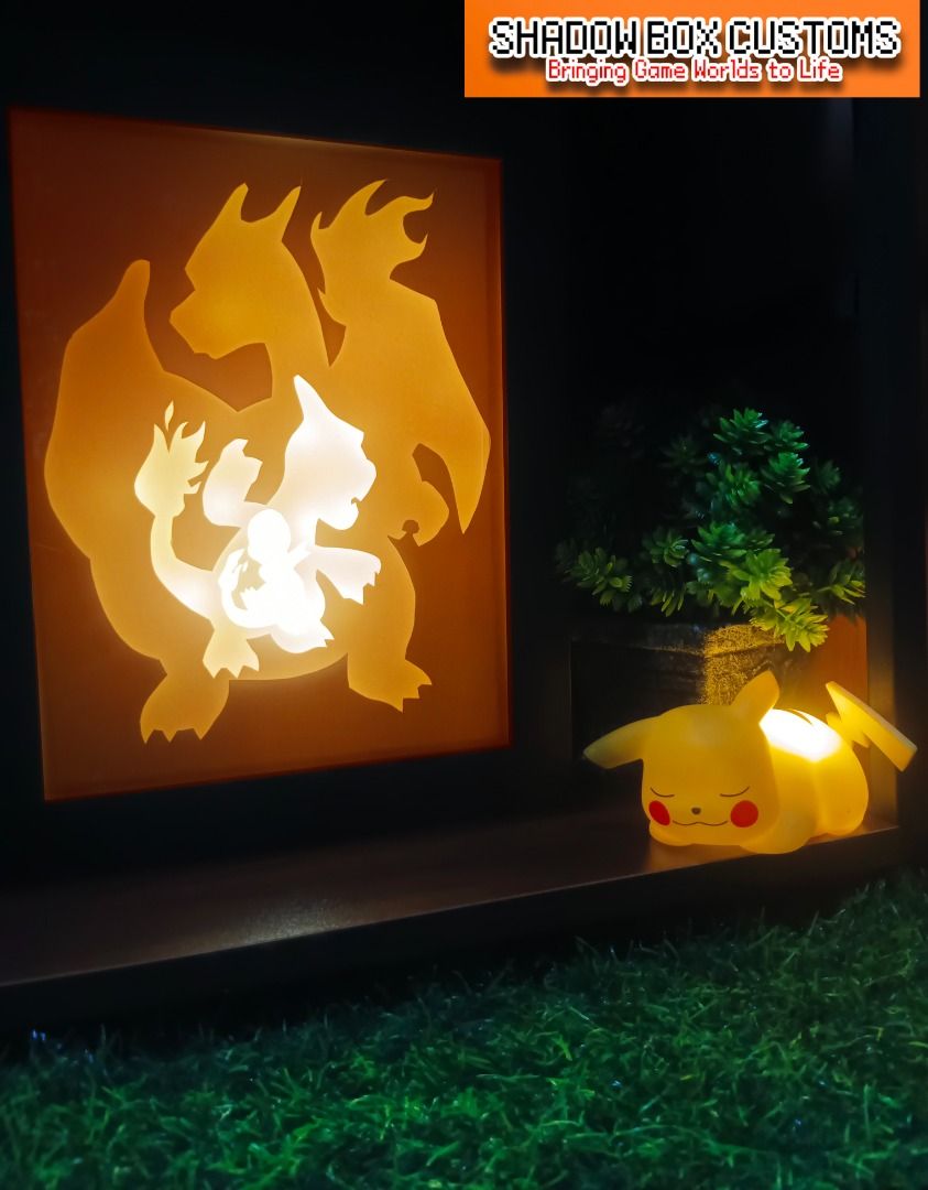 Charizard Evolution Line Pokemon Lightbox (Category: Nintendo) located in Quezon City. Submitted by natzuki10 (Listing ID 1463590161, Image 1). Description: Charizard Evolution Line Pokemon Lightbox Height: 10 inches Width: 8 inches *Comes with remote control to change light & with more functions. *Handmade Lightboxes *Perfect for Gamers & Collectors #videogames #nintendo #roomdecor #collection #gamer #giftideas .