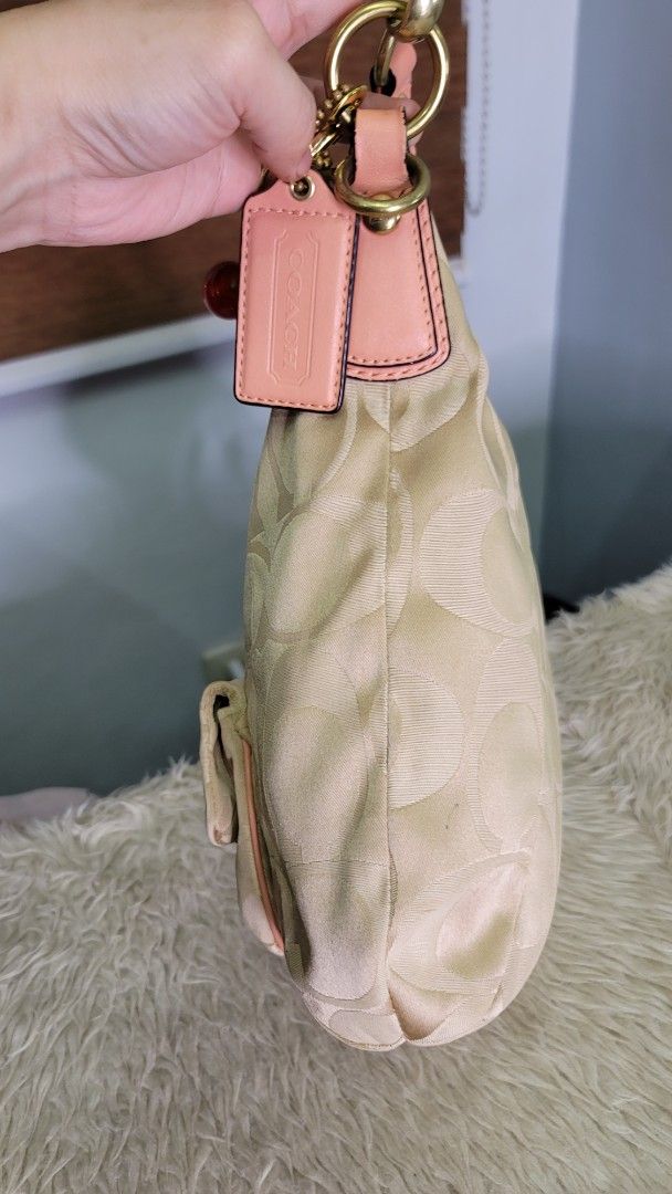 Coach Monogram Canvas Shoulder Bag with Leather Trim (Category: Luxury Bags & Wallets) located in Cavite. Submitted by amairos (Listing ID 1463591636, Image 3). Description: - Authentic Coach shoulder bag in classic monogram canvas. - good condition no major flaws.